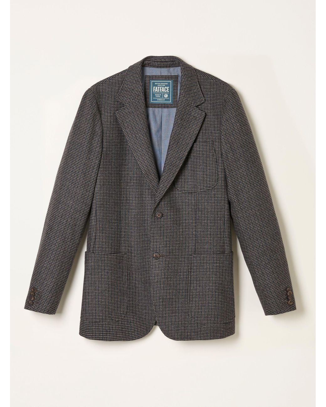 FatFace Brown Witley Wool Mix Houndstooth Check Blazer for men