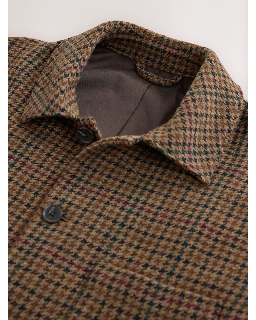 Next Brown Dogtooth Chore Jacket With Wool for men