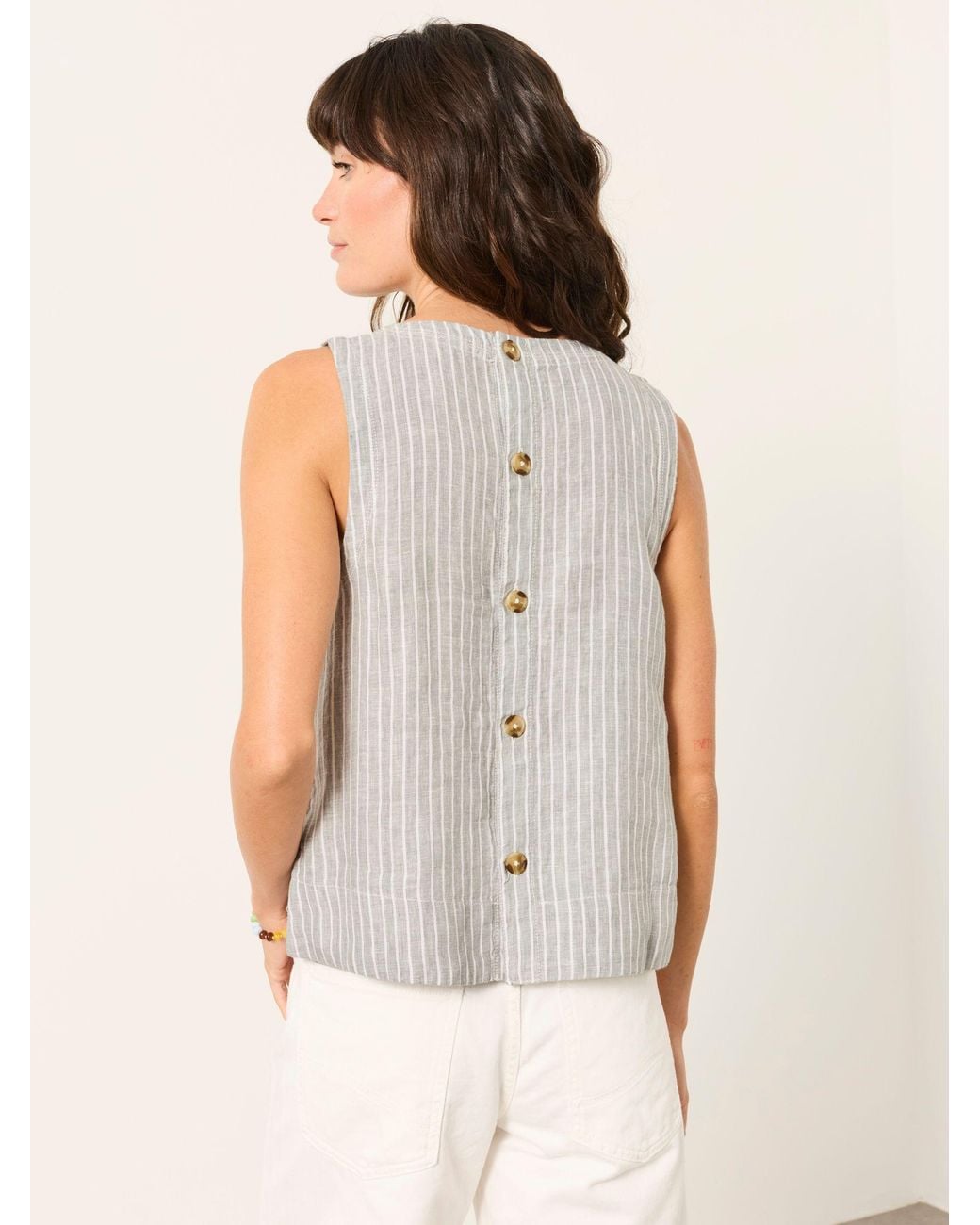 FatFace White Dara 100% Linen Blouse