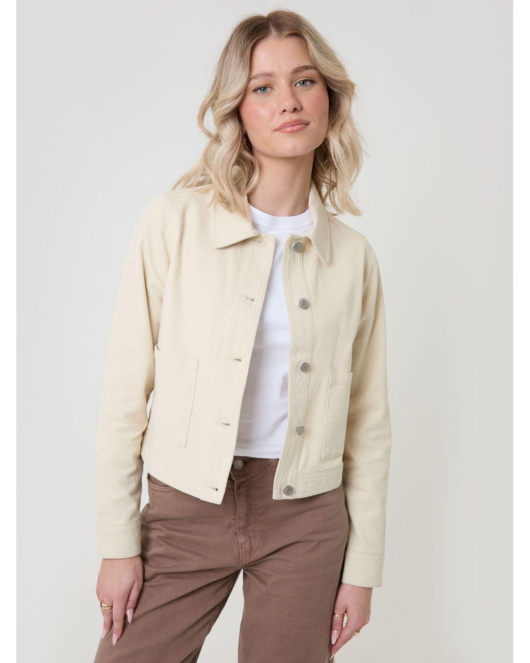 Threadbare White Denim Jacket With Patch Pockets