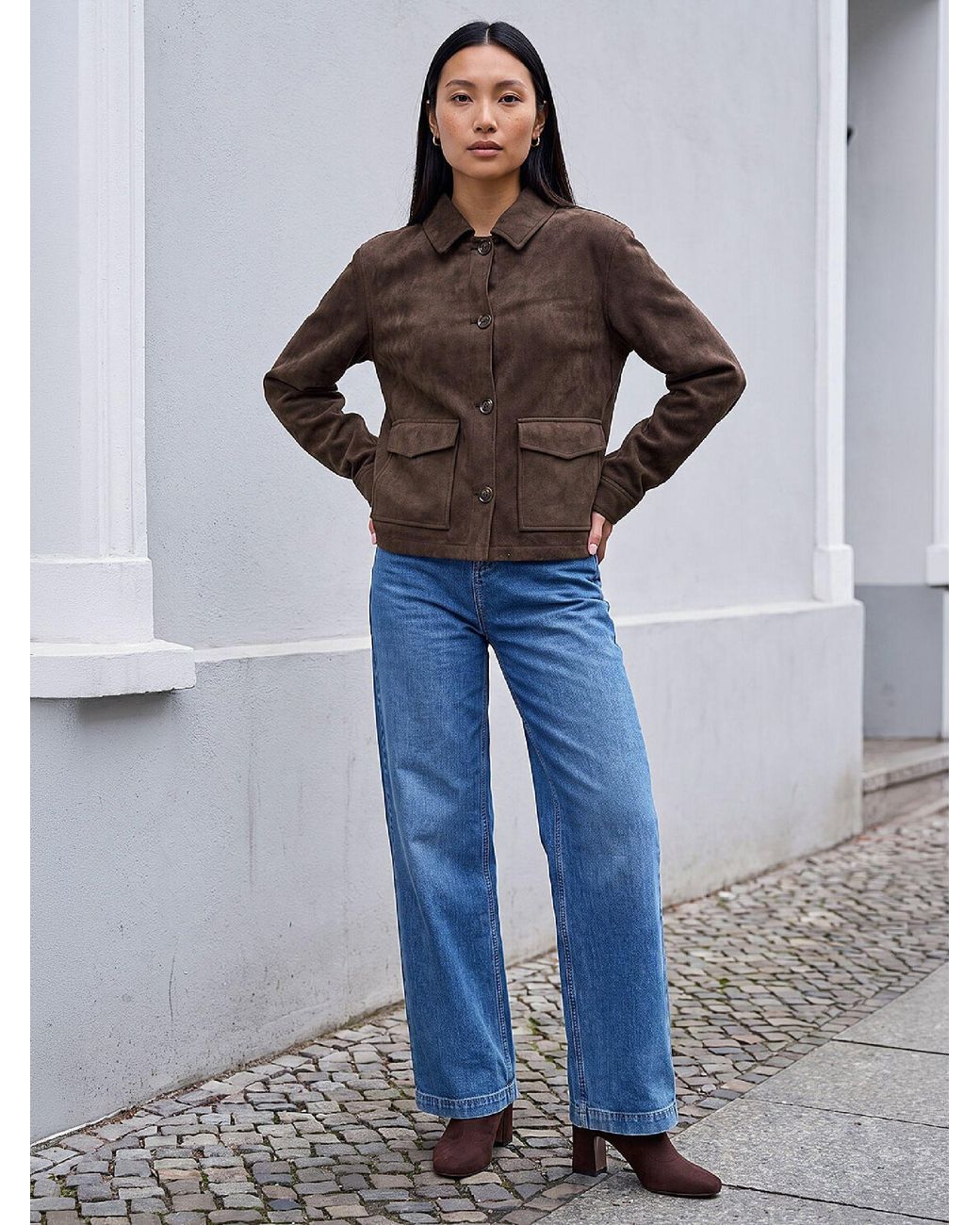 Roman Brown Suedette Button Jacket