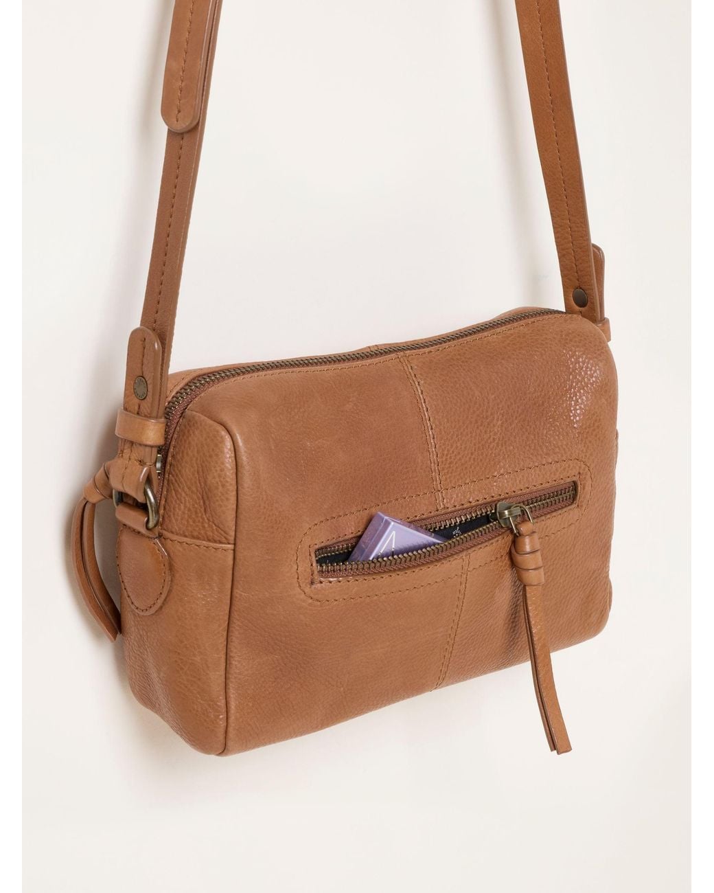 FatFace Brown Fatface Maya Chestnut Leather Crossbody Bag
