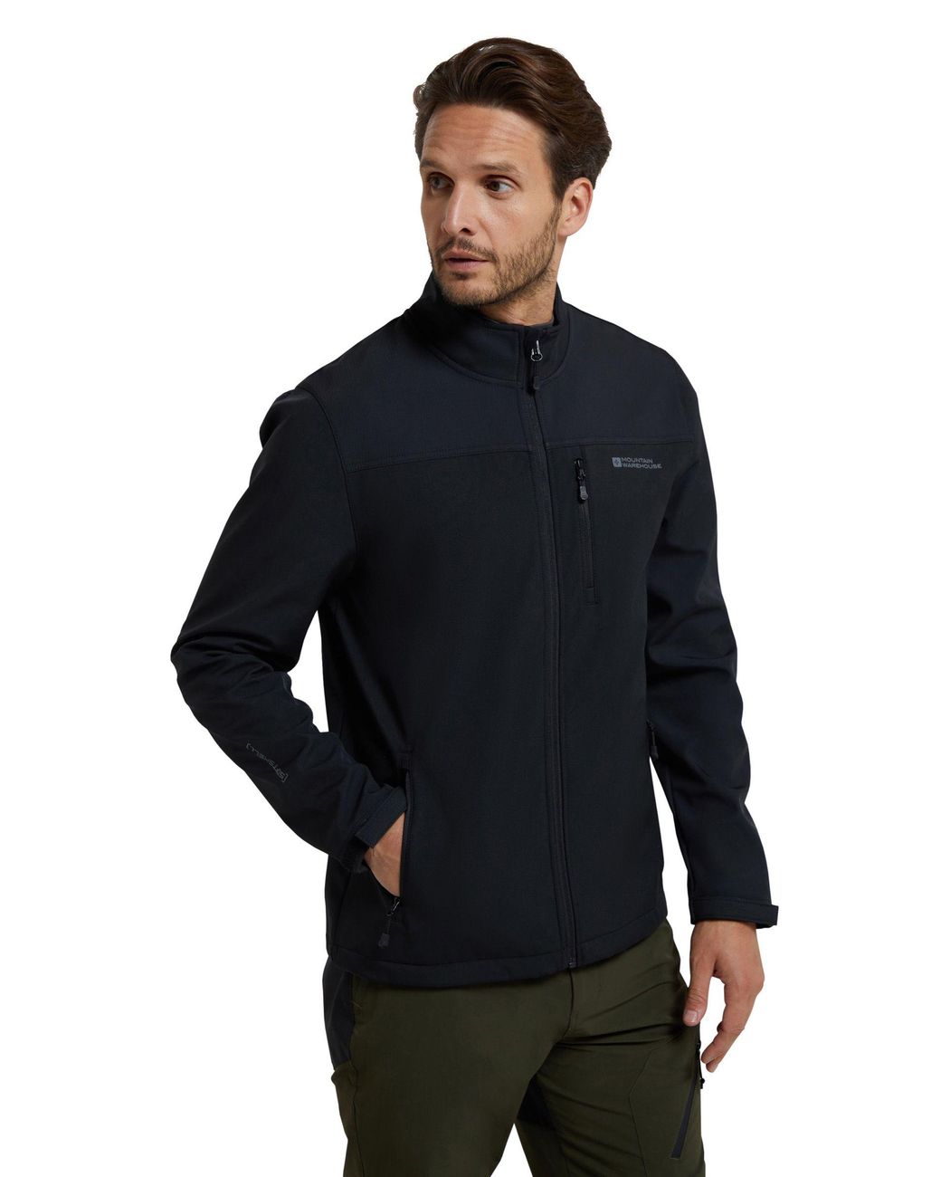 Mountain Warehouse Black Grasmere Showerproof Softshell Jacket for men