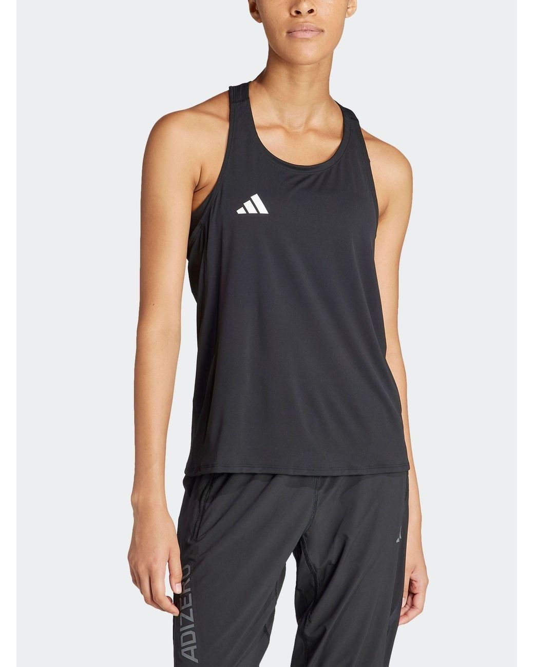 adidas Adizero Tank Vest in Black | Lyst