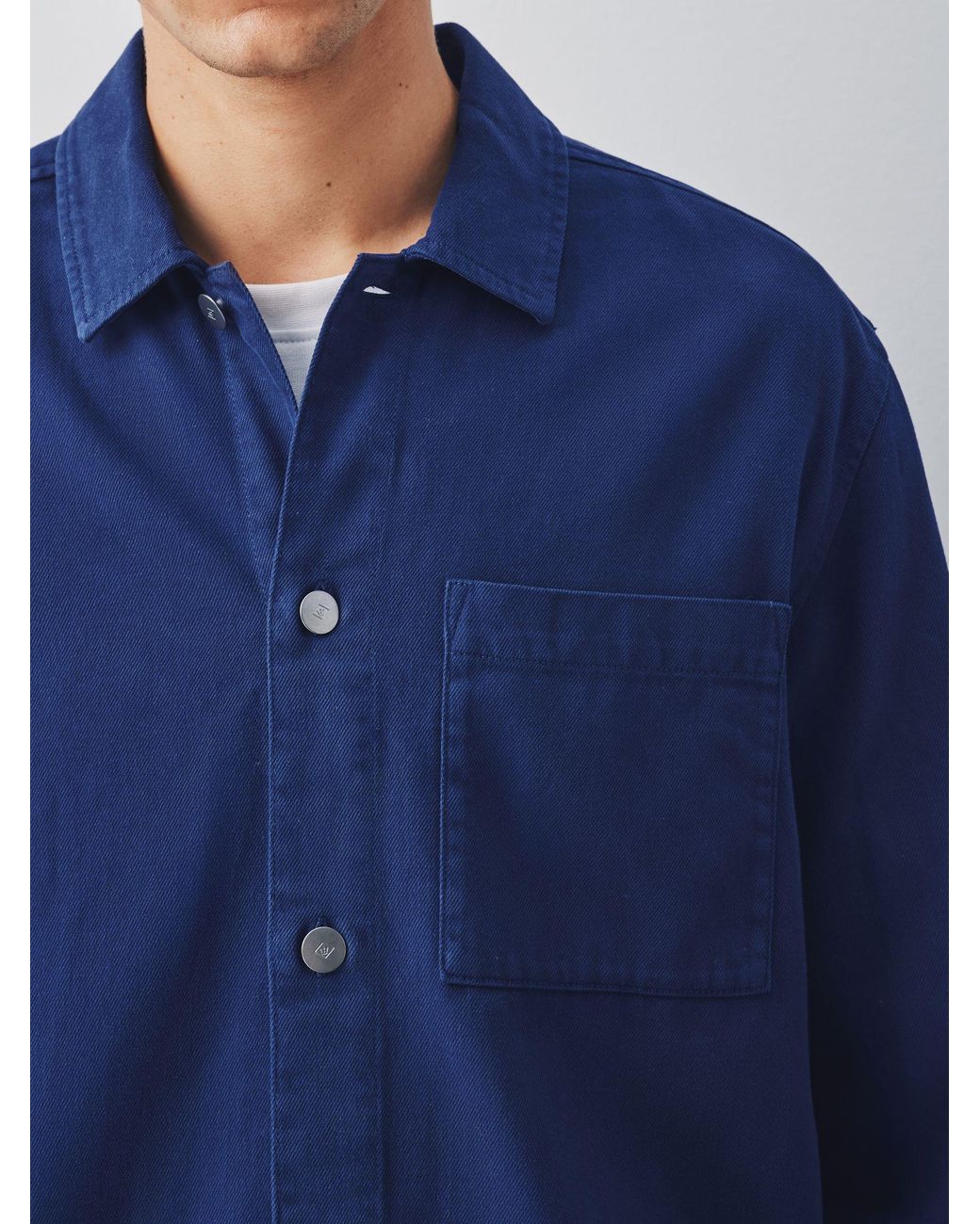 Next Blue Pocket Canvas Shacket for men