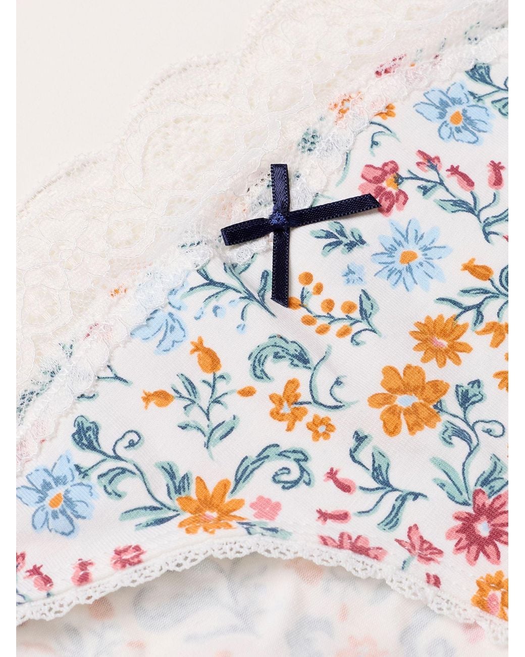FatFace White Fatface Ivory Floral Bloom High Leg Knickers