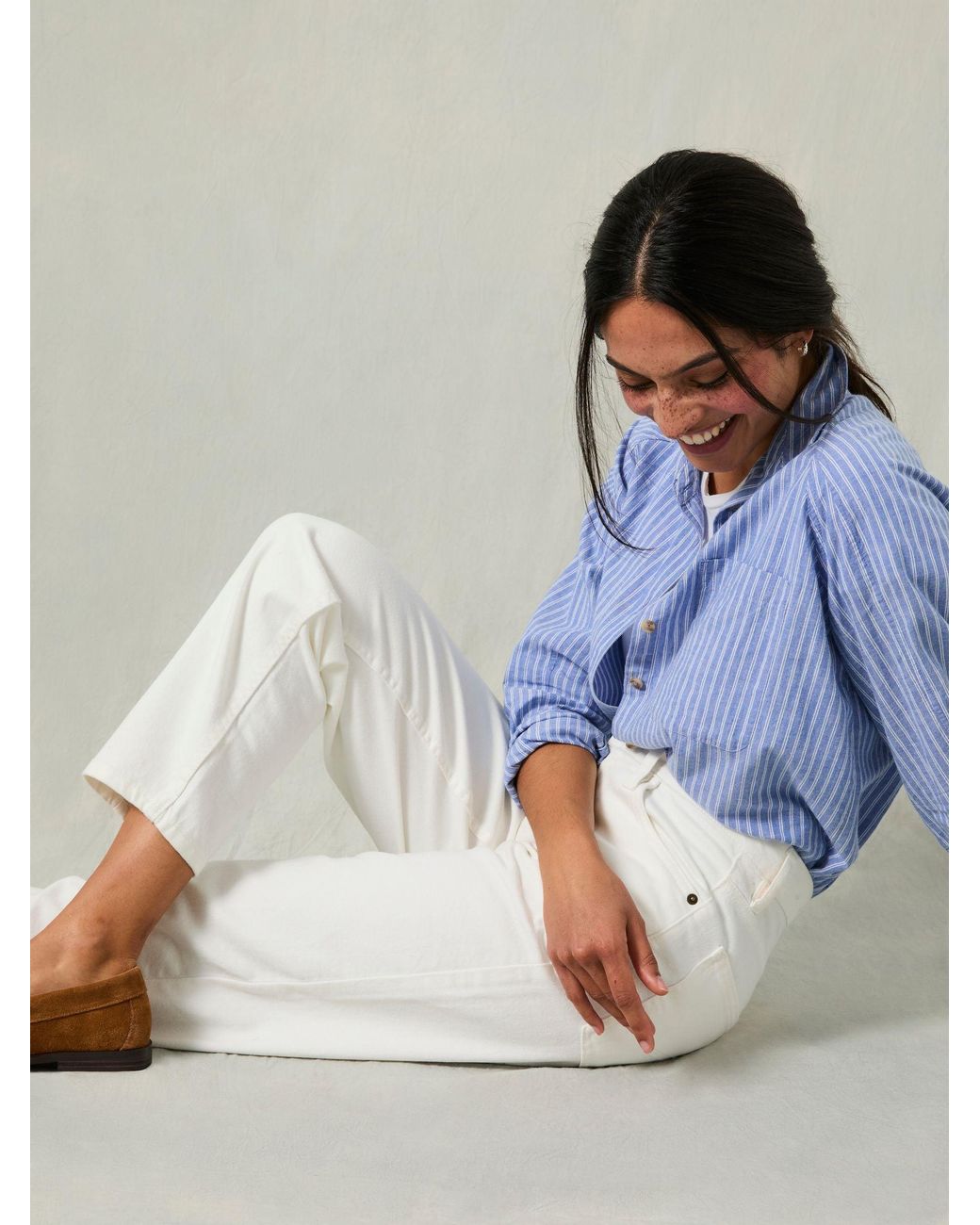 FatFace White Marlow Taper Leg Jeans