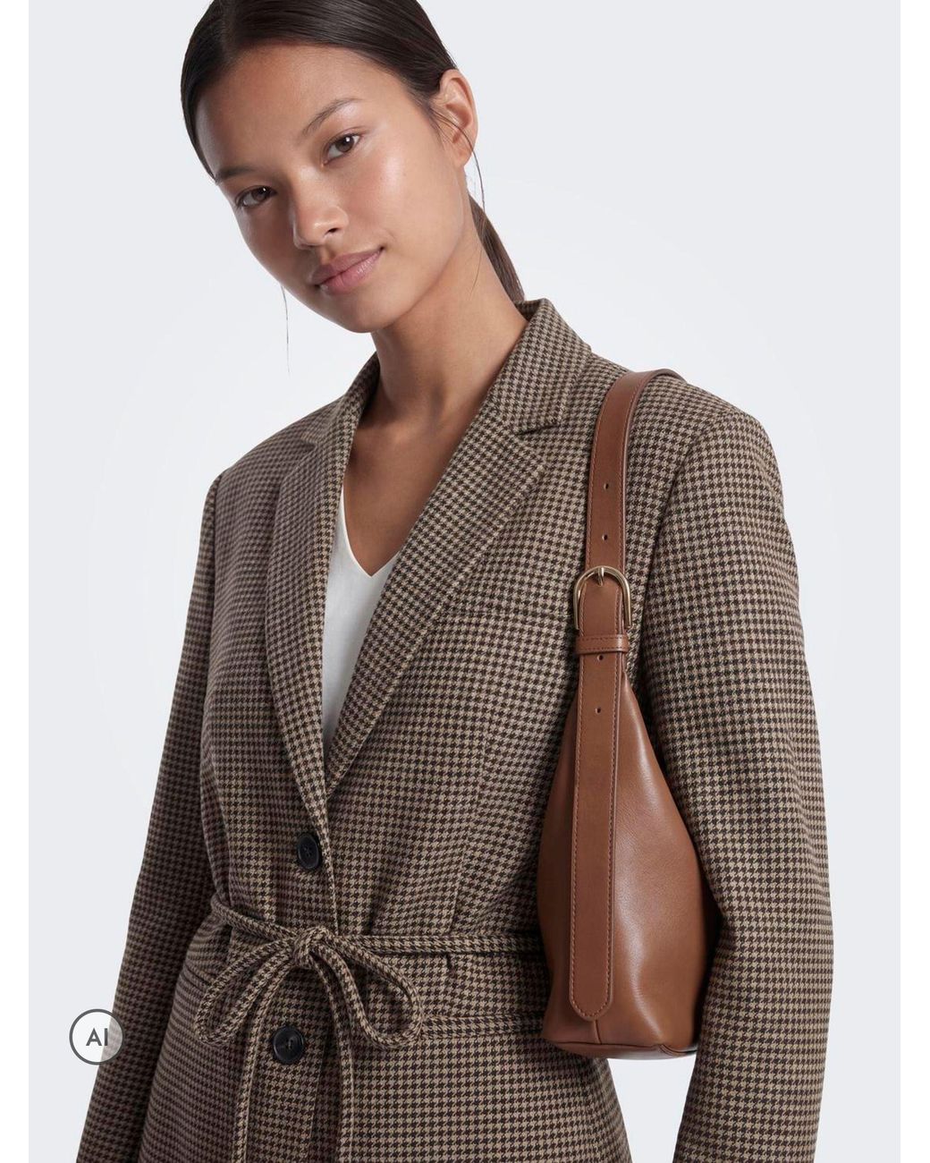 ONLY Brown Belted Check Blazer