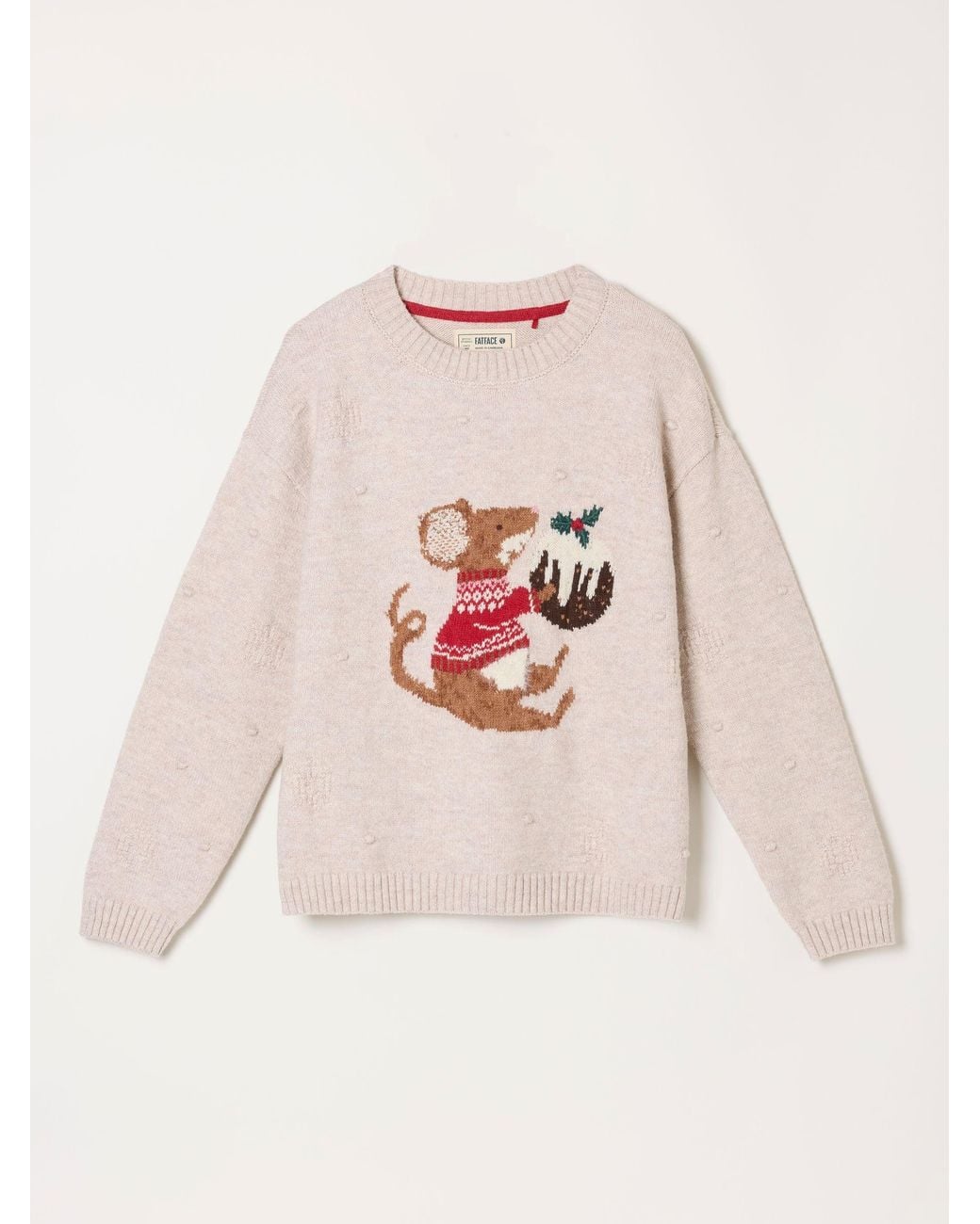 FatFace White Shelter Mouse Pudding Jumper
