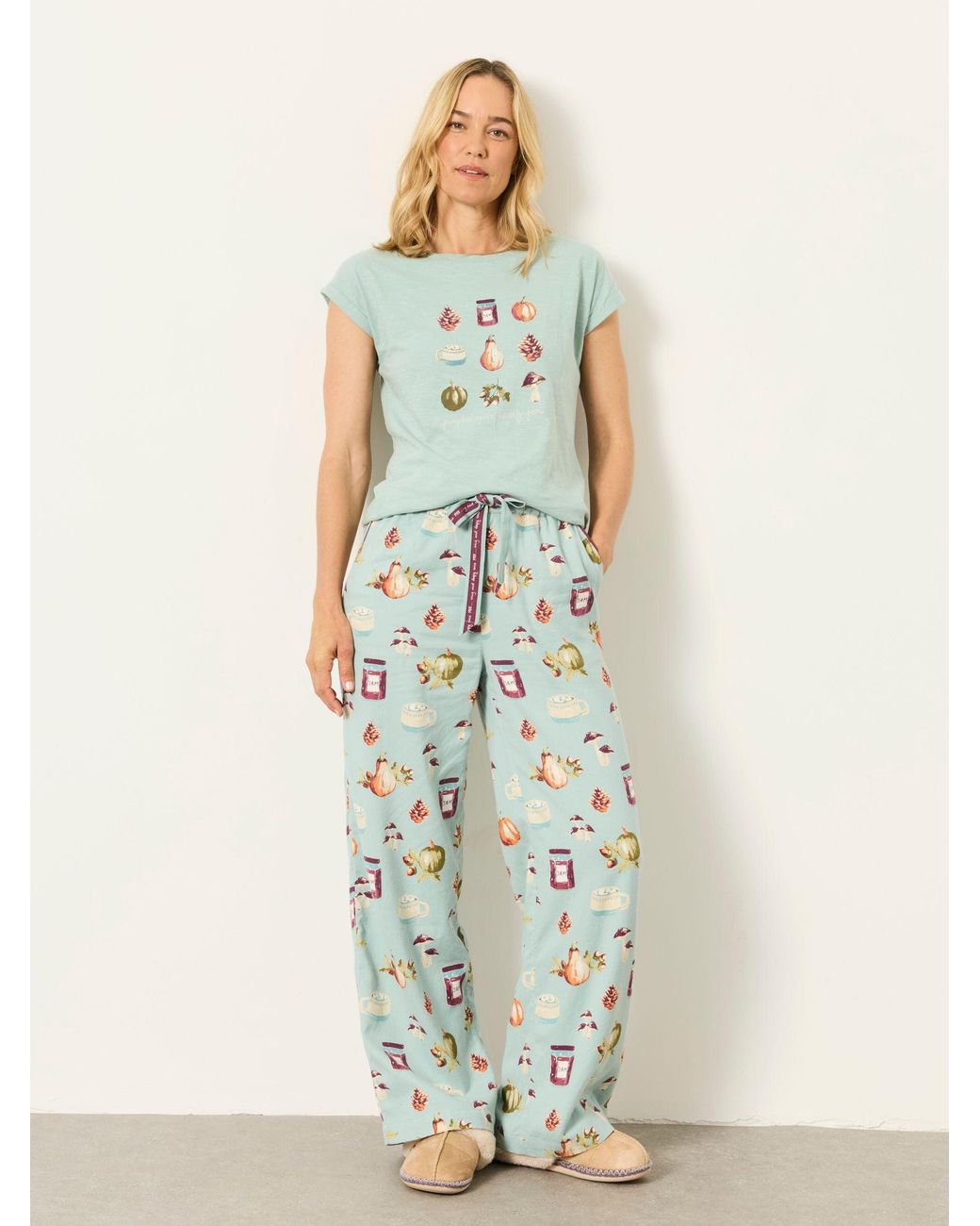 FatFace Blue Lola Autumn Print Wide Leg Pyjama Bottoms