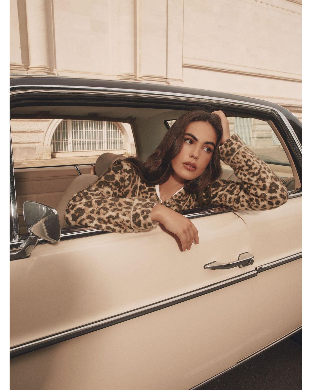 Lipsy Brown Leopard Print Collared Buttoned Knit Cardigan Jacket