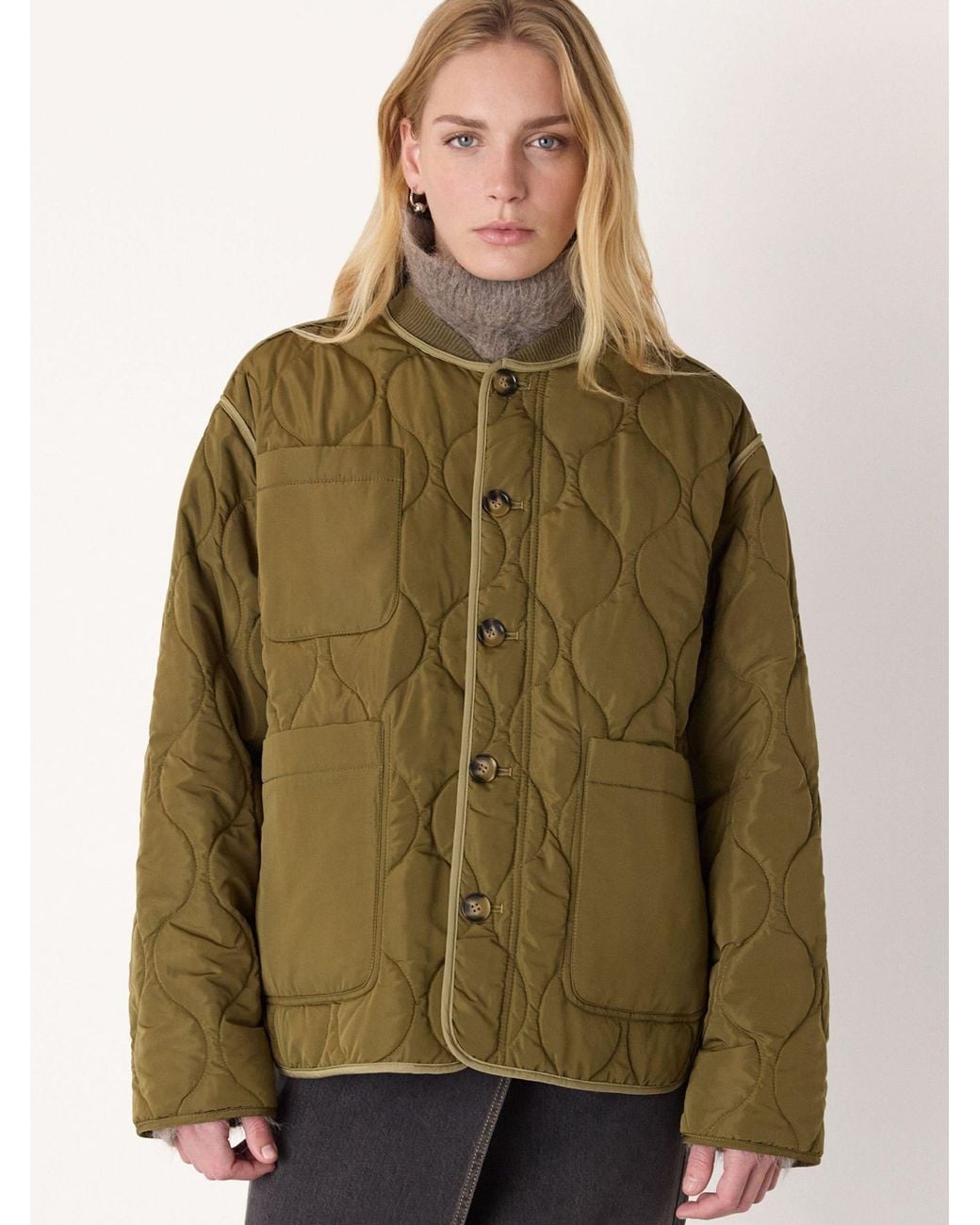 Whistles Brown Reversible Quilted Jacket