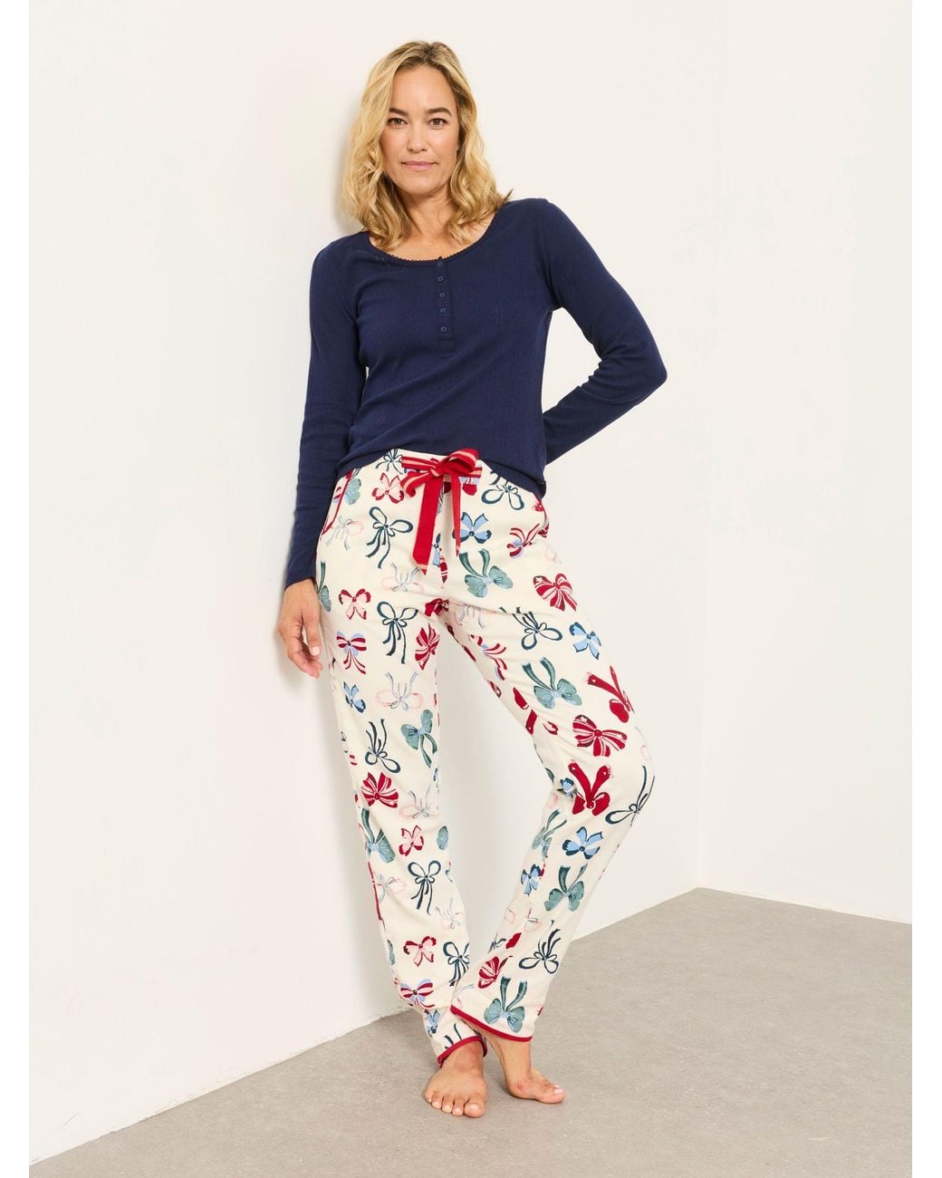 FatFace White Eva Bow Pyjama Bottoms