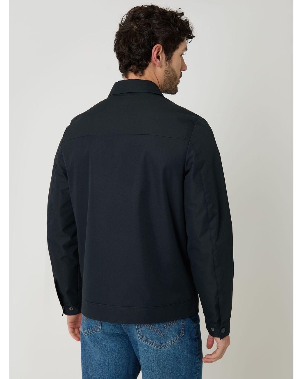 Threadbare Blue Showerproof Lightweight Collared Zip Through Jacket for men