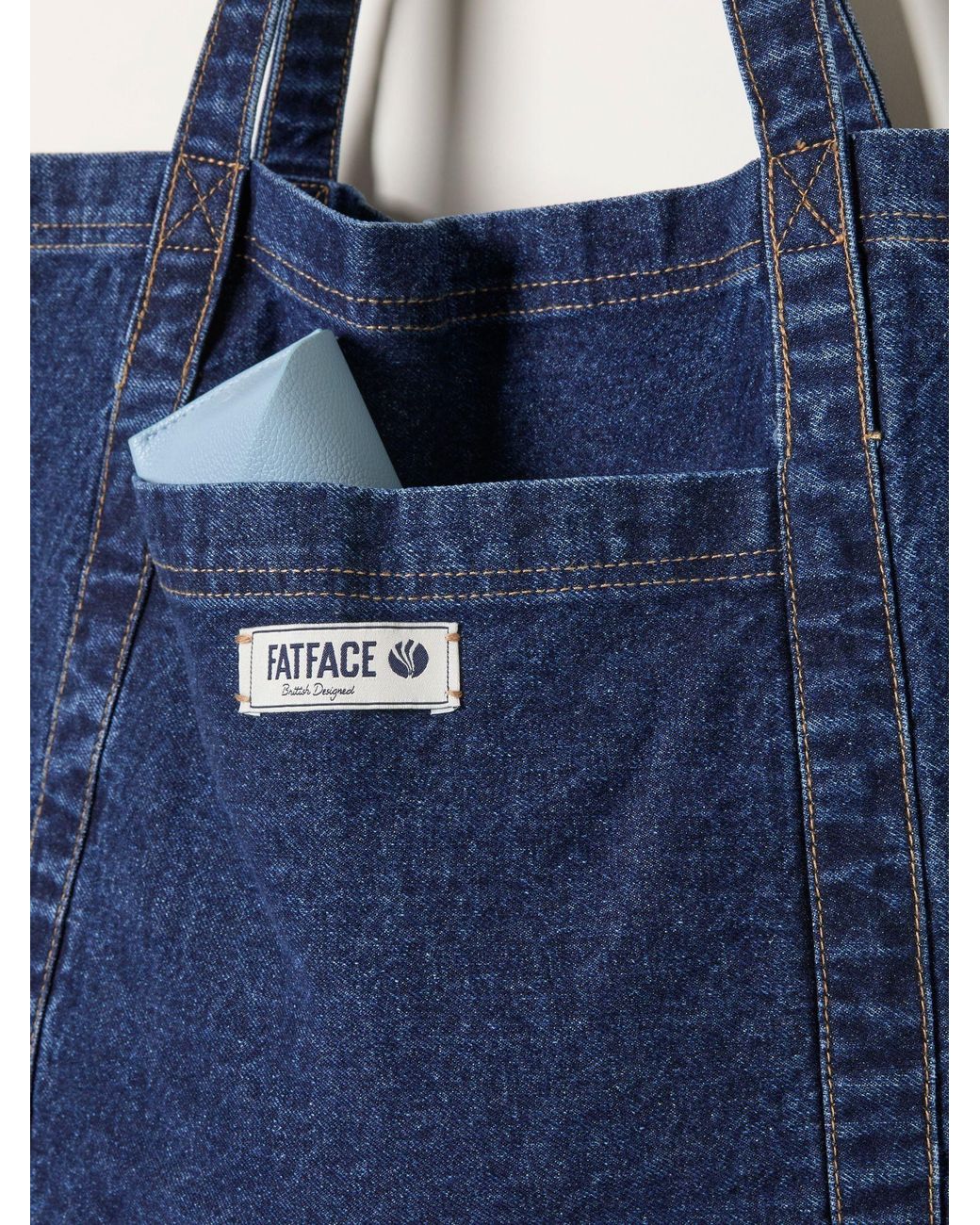 FatFace Blue Astrid Tote Pocket 100% Cotton Tote Bag