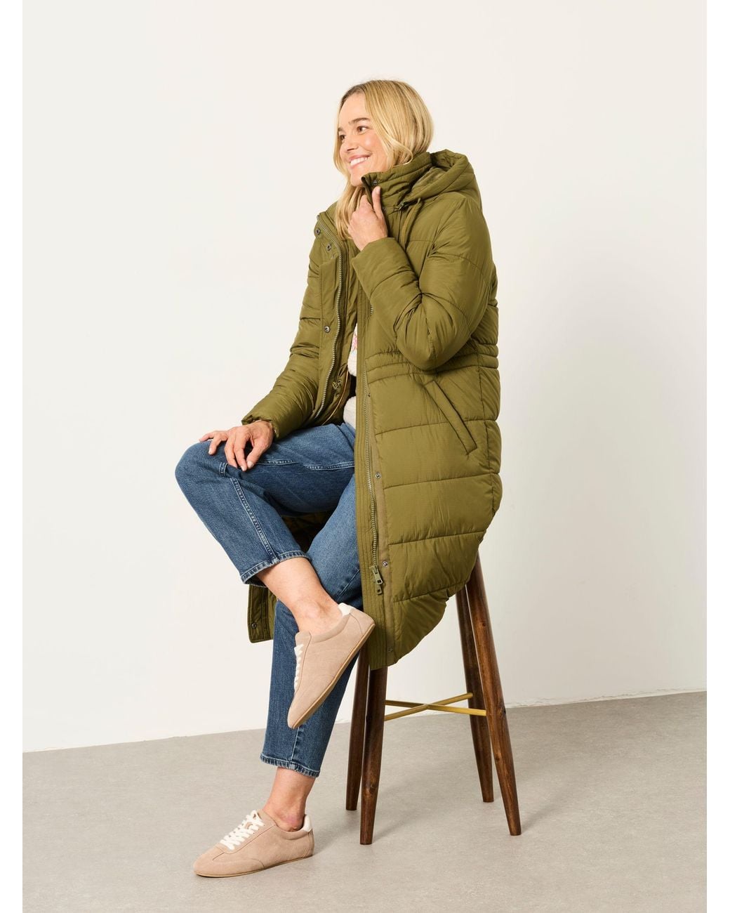 FatFace Green Fatface Chester Longline Puffer Coat