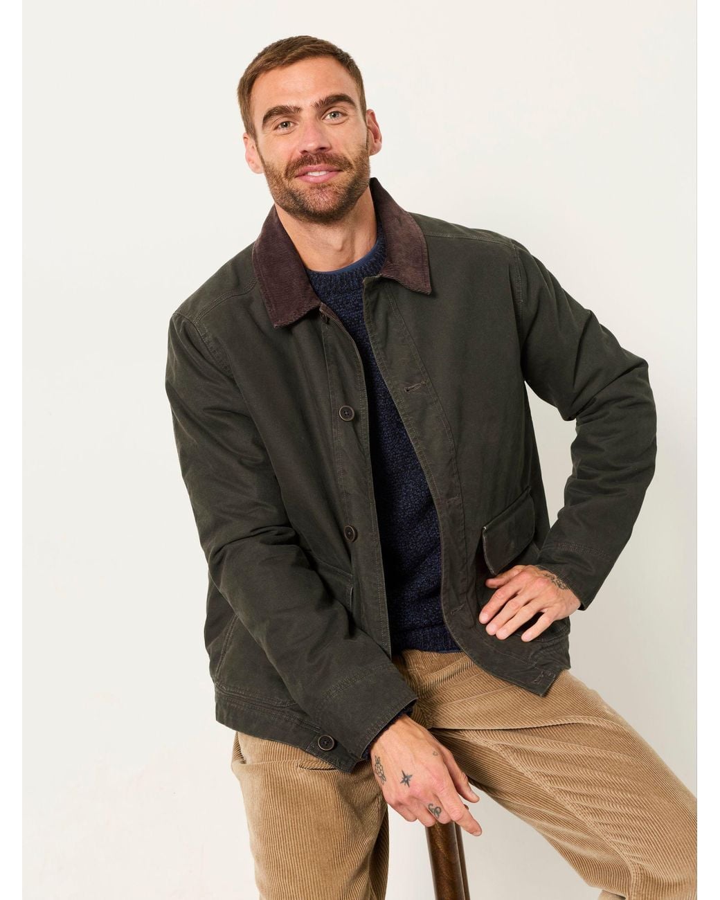FatFace Green Canvas Barn Jacket for men