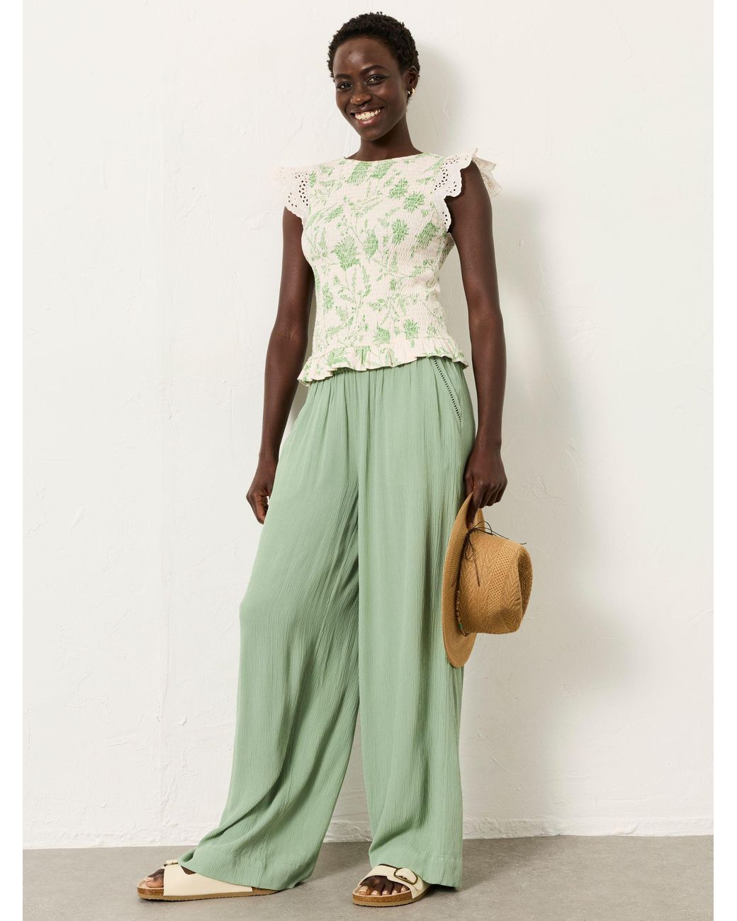 FatFace Green Melissa Palazzo Trousers