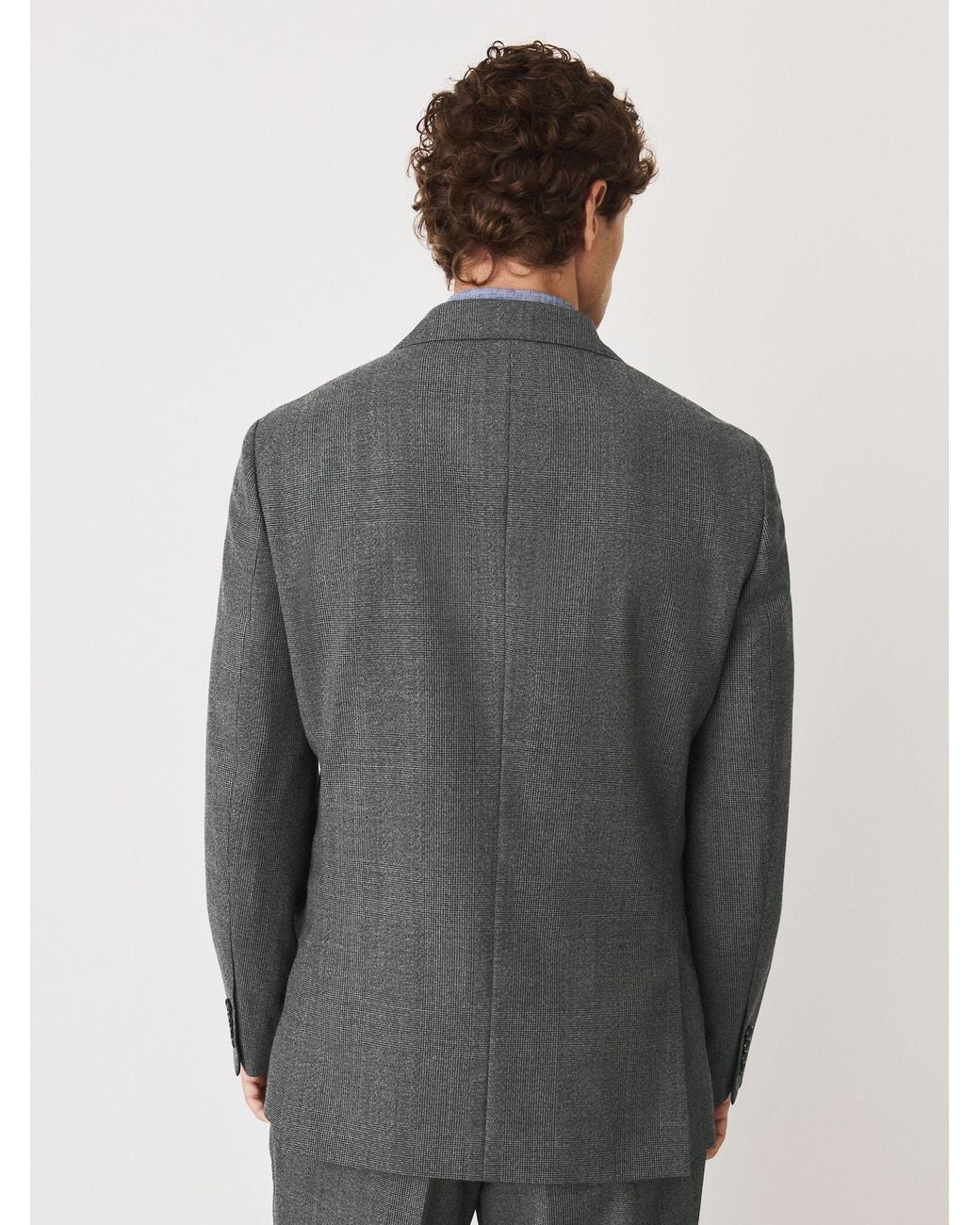 Next Gray Regular Fit Double Breasted Wool Blend Check Suit Jacket for men