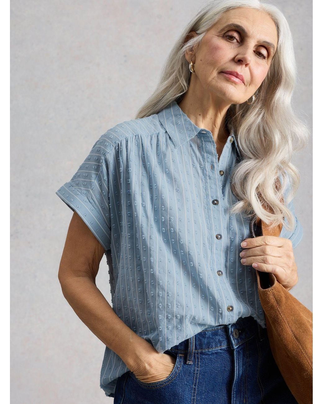 White Stuff Blue Orla Button Through Shirt