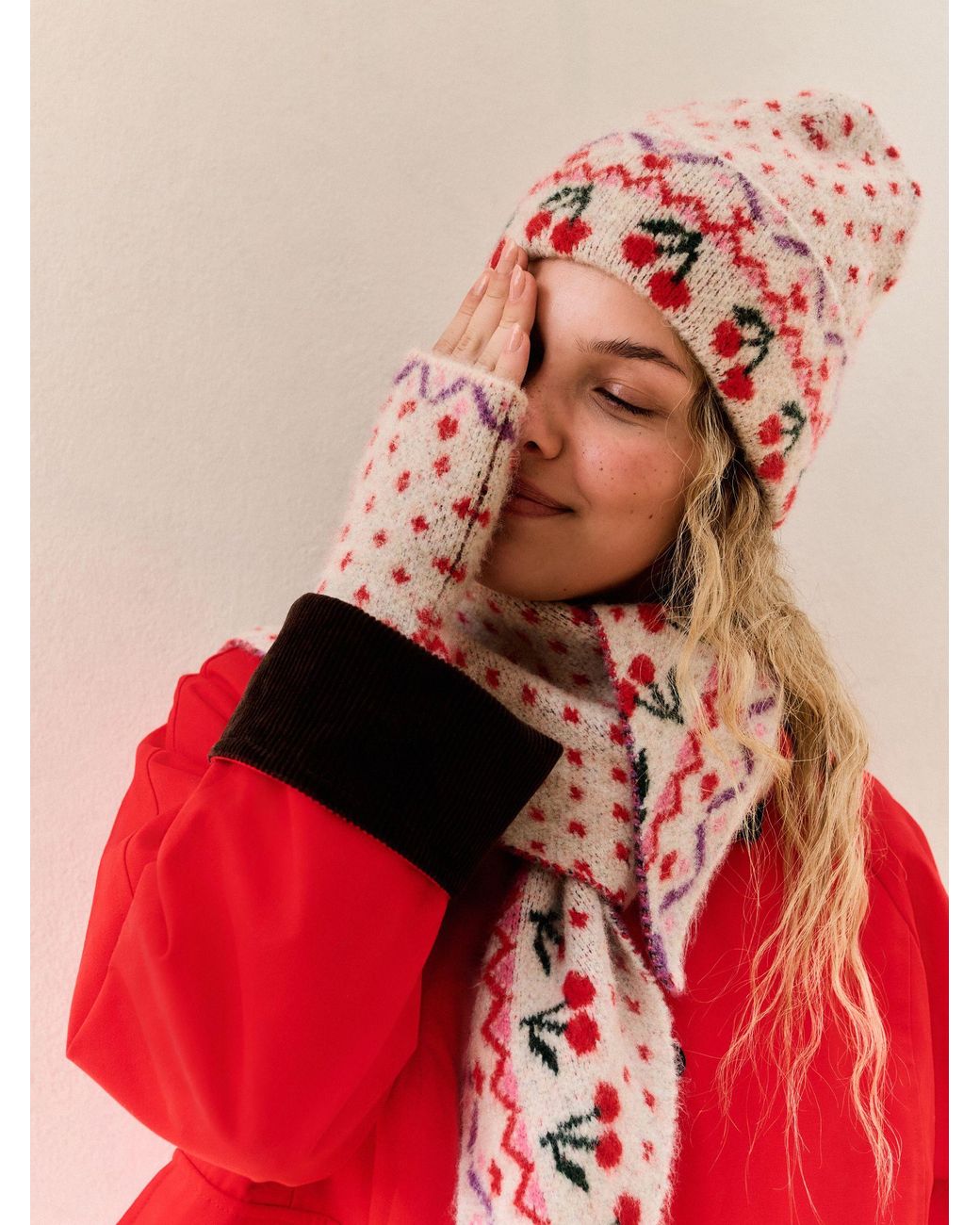 Next Pink Multi Cherry Print Handwarmer Gloves