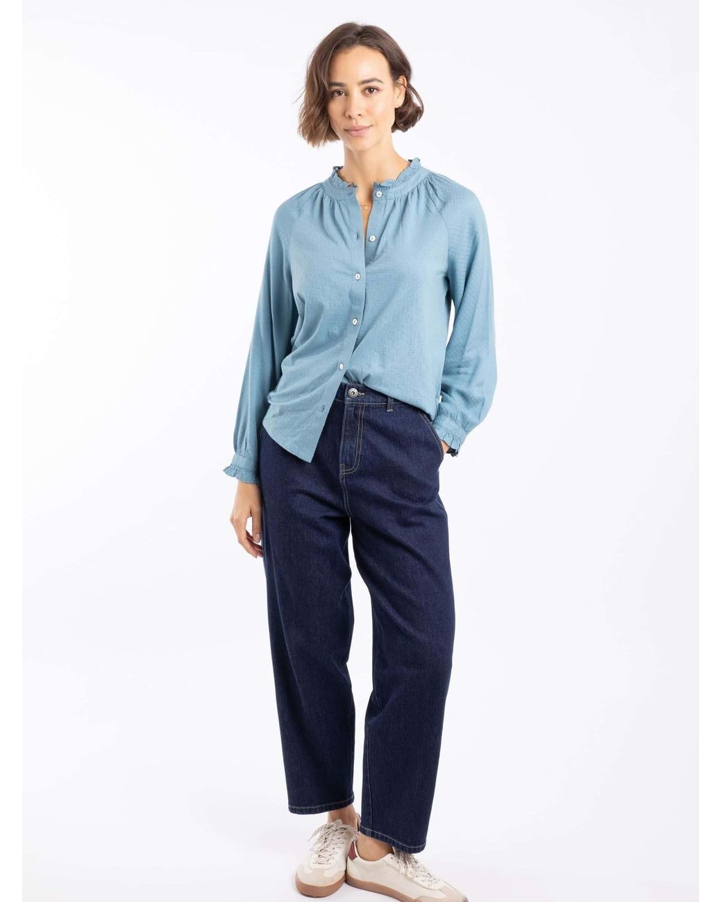 Weird Fish Blue Beryl Barrel Jeans