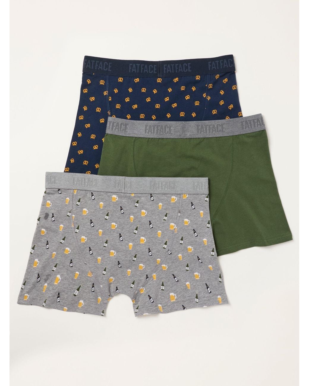 FatFace Blue Fatface 3 Pack/ Print Boxers for men