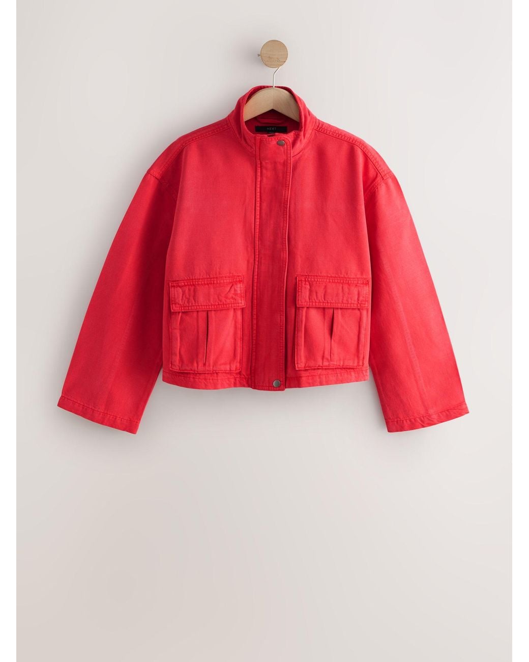 Next Red Funnel Neck Cotton Utility Jacket
