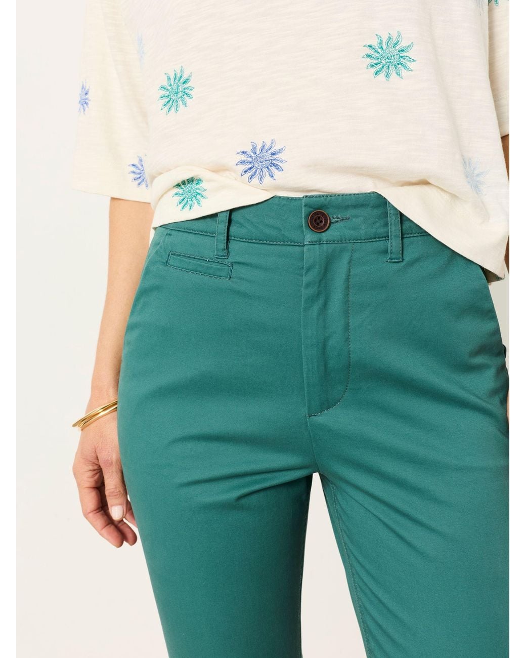 FatFace Green Farnham Crop Chino