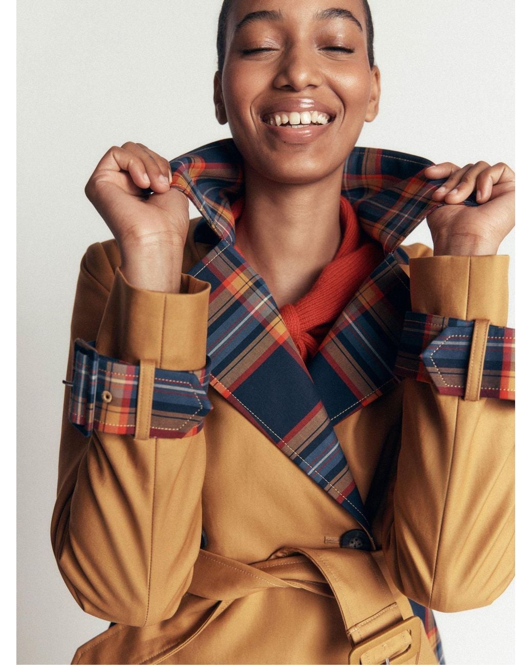 Boden Orange Double Breasted Trench Coat