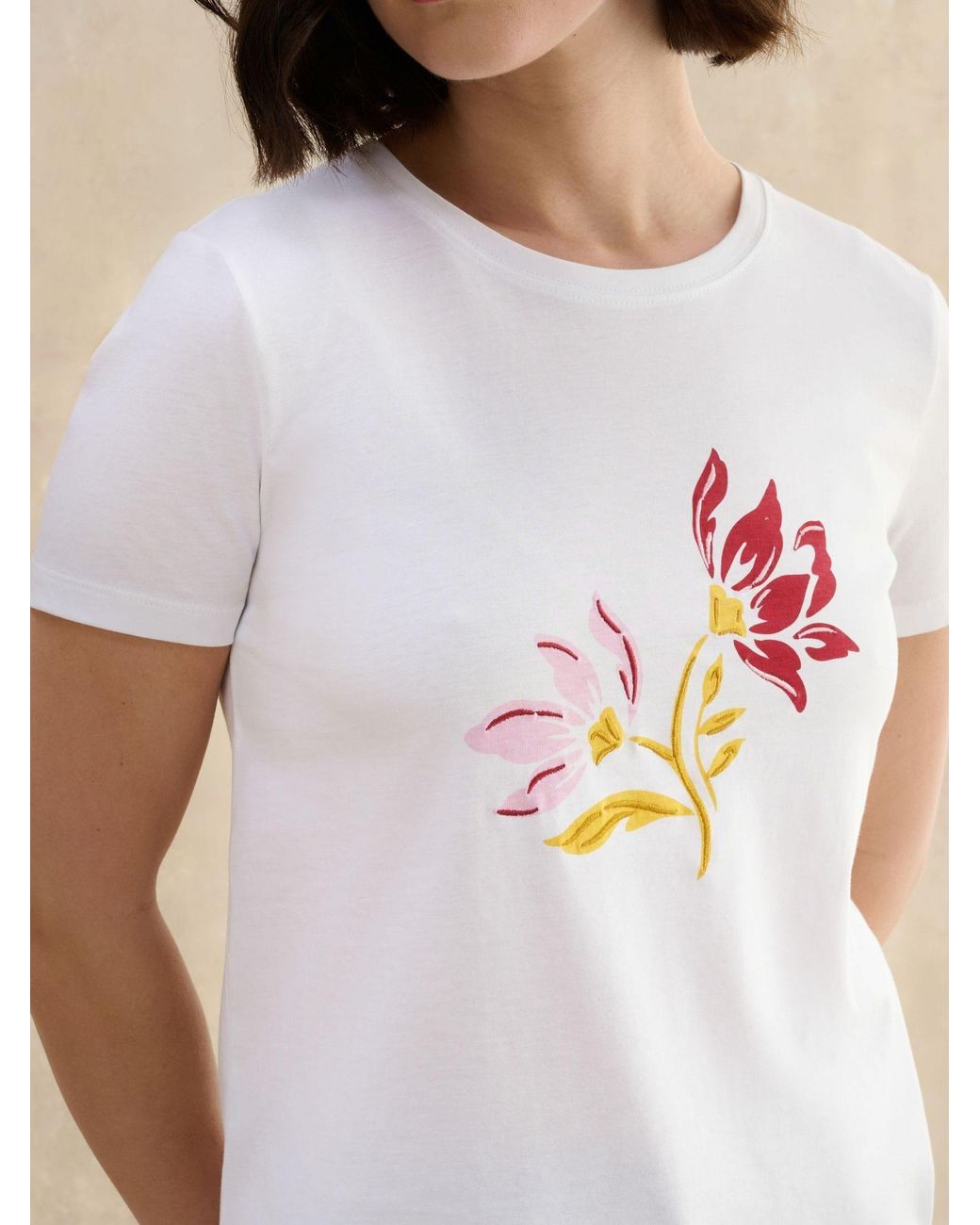 Hobbs White Pixie Flower Printed Short Sleeve T-Shirt