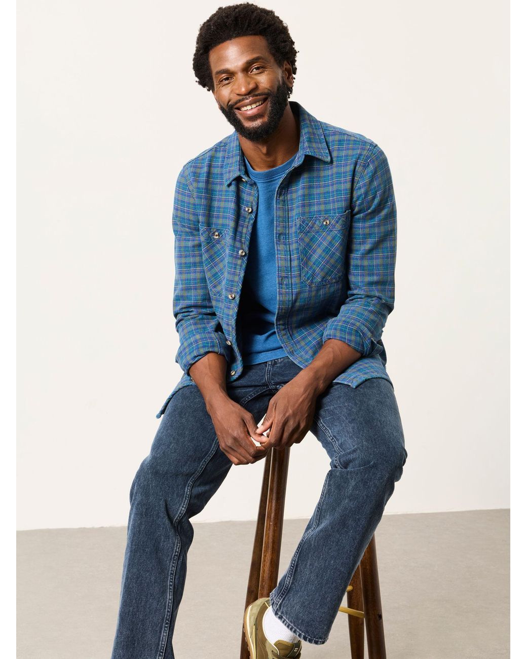 FatFace Blue Fatface Rye Long Sleeve Check Shirt for men