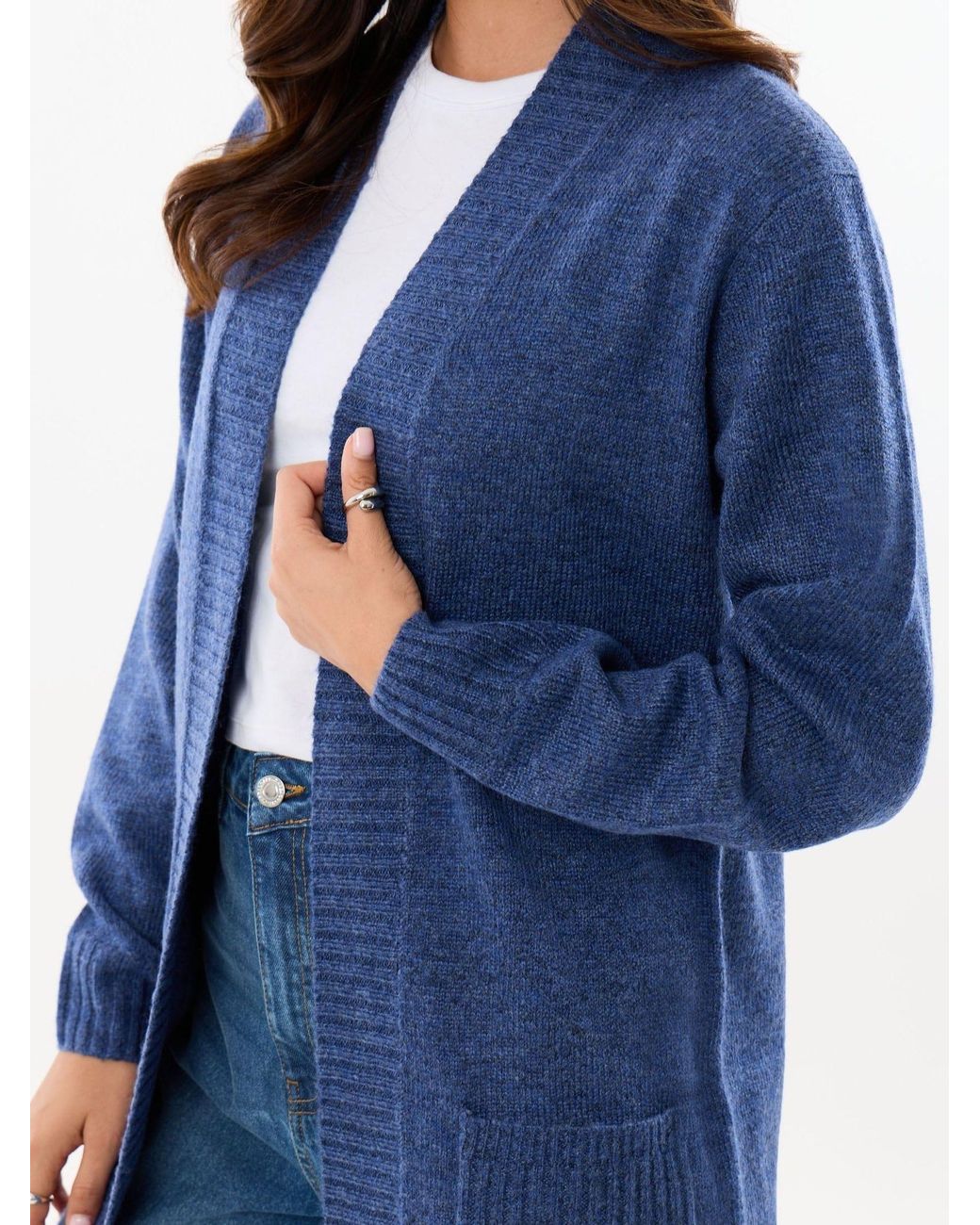 Threadbare Blue Longline Knitted Cardigan