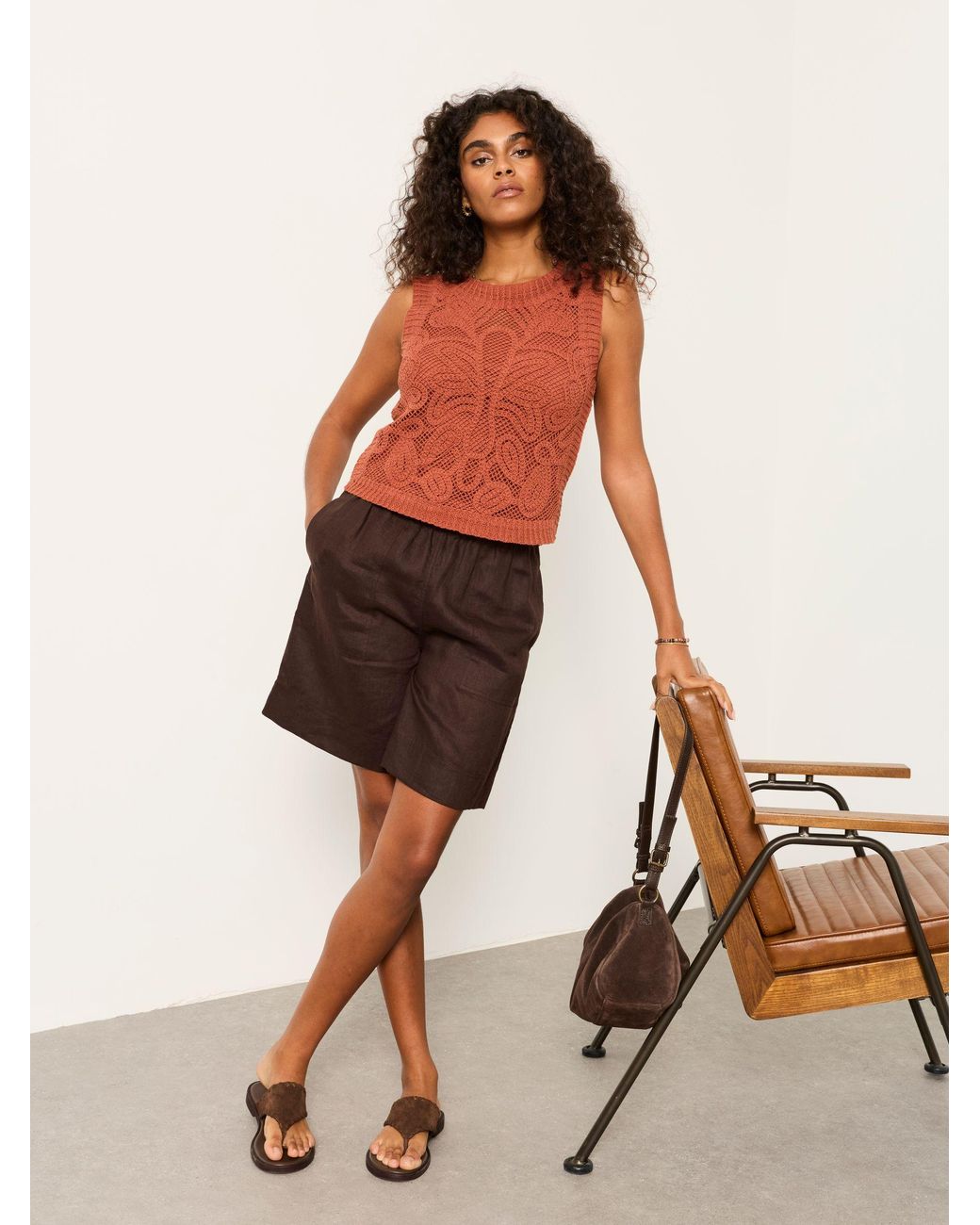 FatFace Red Fatface Rust Palm Pattern 2-In-1 Tank