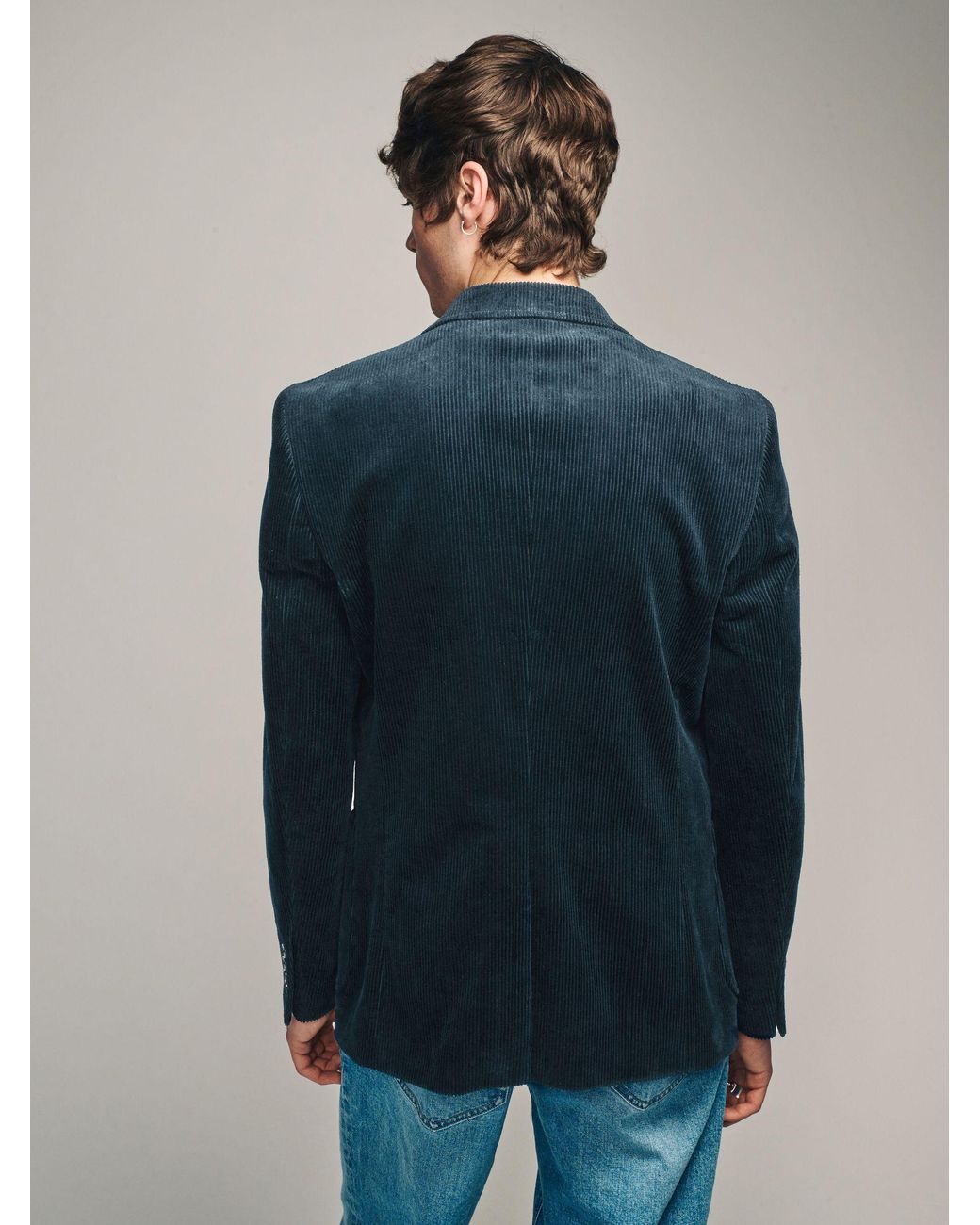Next Blue Regular Fit Cord Blazer for men