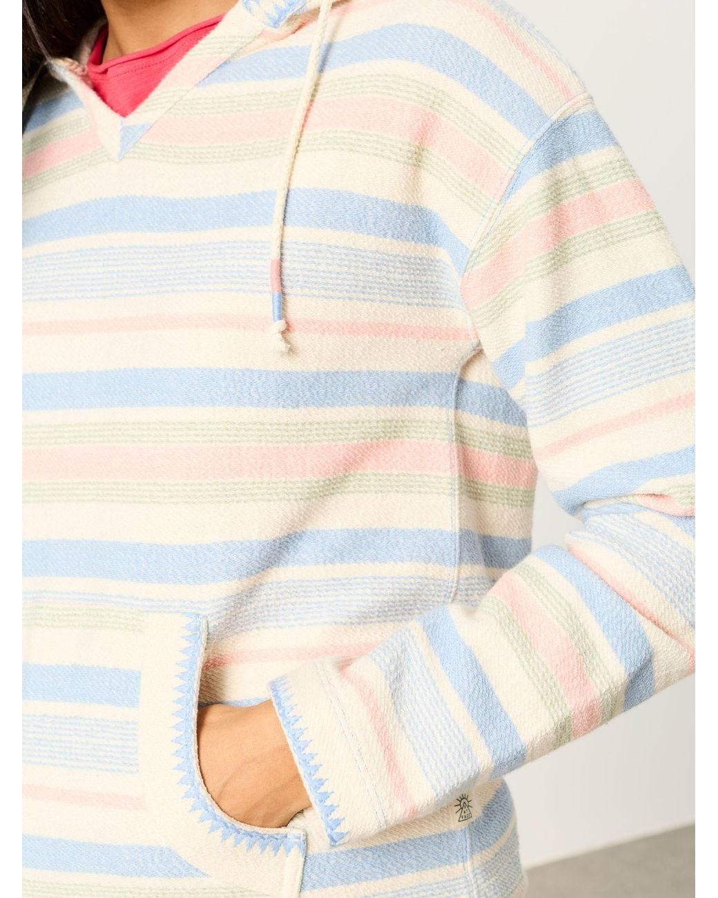 FatFace White Poppy Stripe Homespun Overhead Hoodie