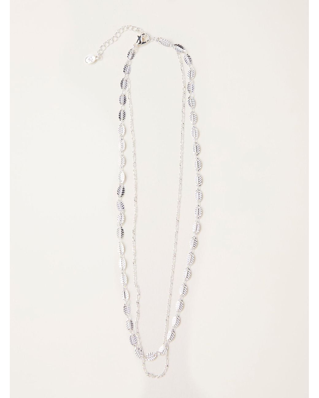 FatFace Natural Layered Leaf Necklace