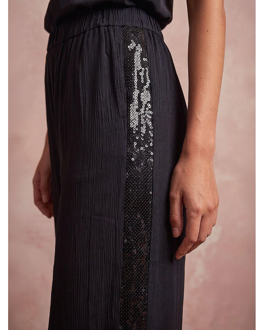 Roman Black Sequin Side Trousers