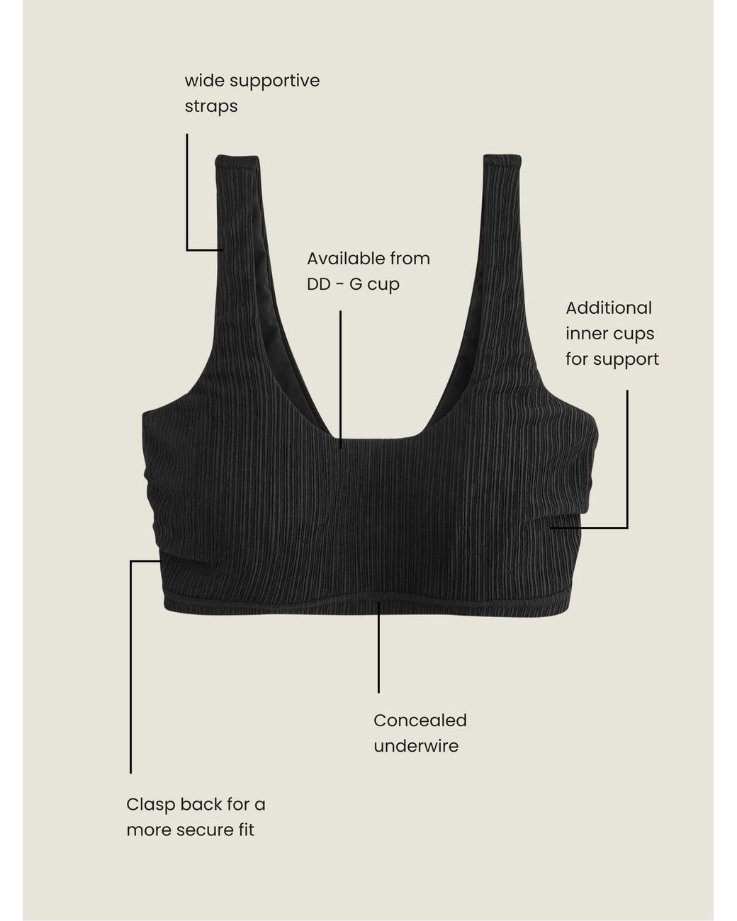 Next Black Dd+ Wired Crop Bikini Top