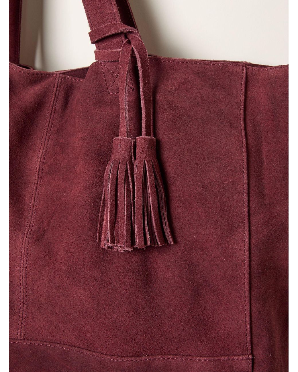 FatFace Red Margot Suede Tote Bag