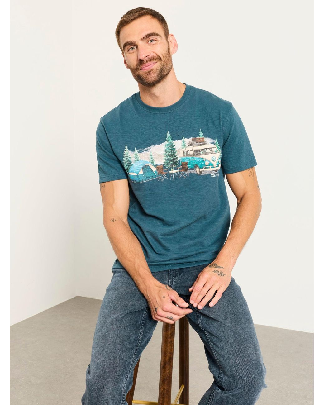FatFace Blue Vw Camper Graphic T-Shirt for men