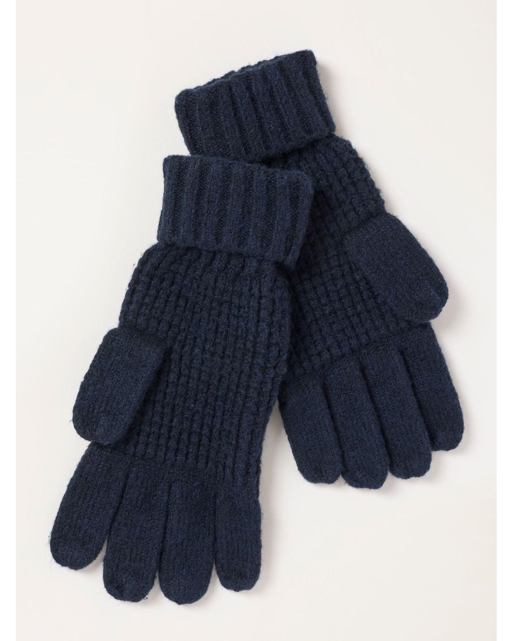 FatFace Blue Waffle Gloves for men