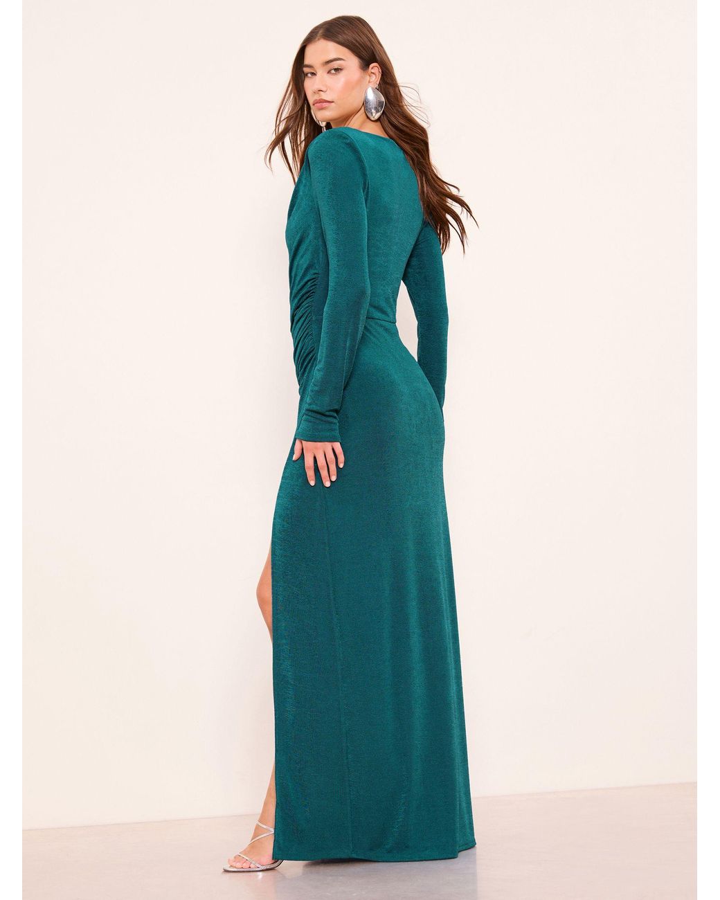 knee length dresses for ladies Chills Cowl Neck Satin Maxi Dress Champagne Selfie Leslie