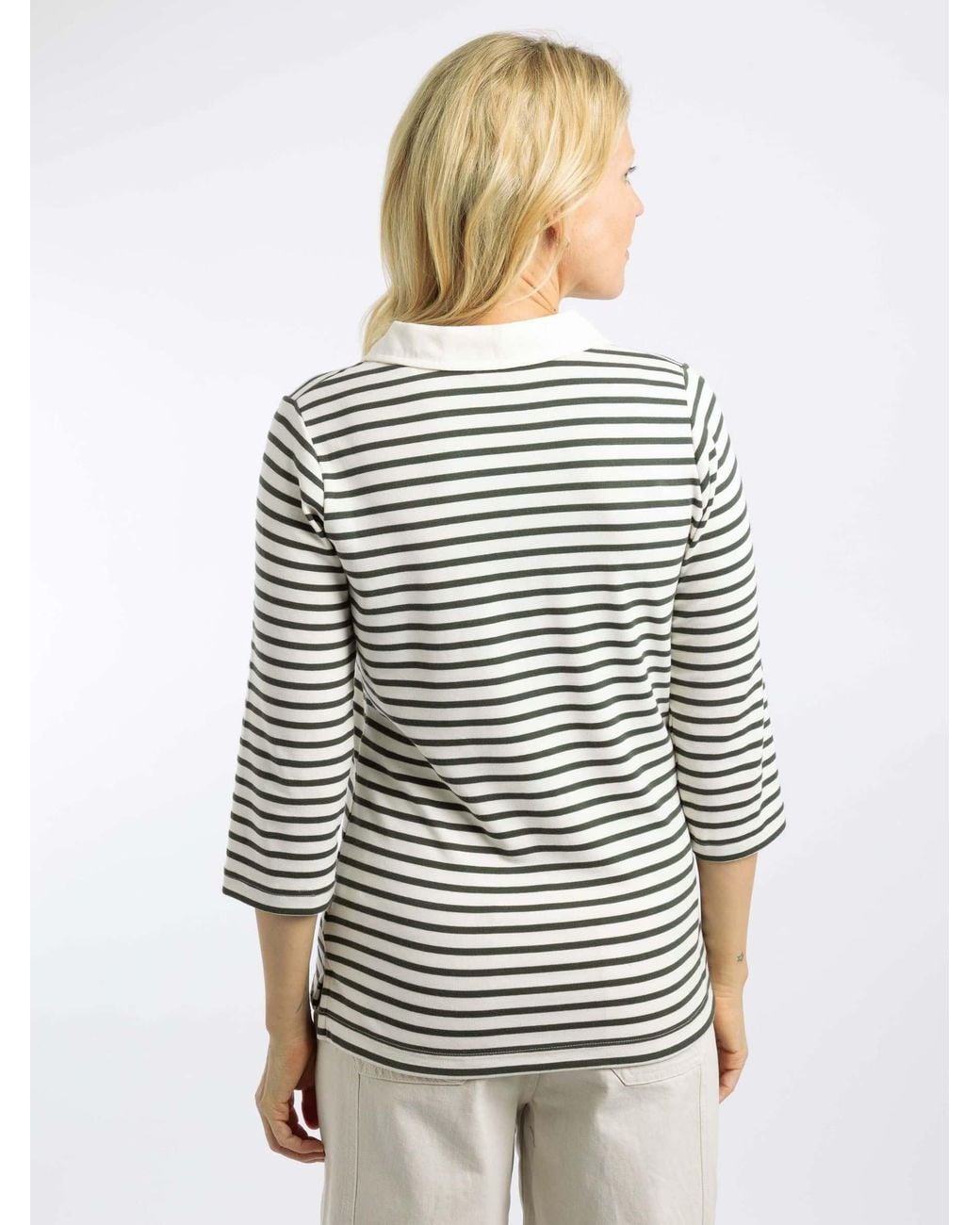 Striped Colorful Fish Weird Fish Thora Striped Jersey Polo Top in White | Lyst