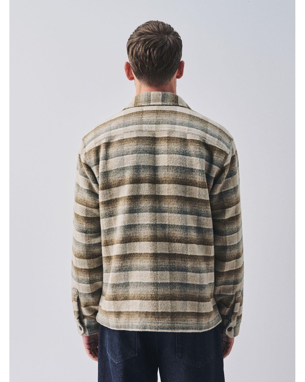 Next Gray Check Wool Blend Shacket for men