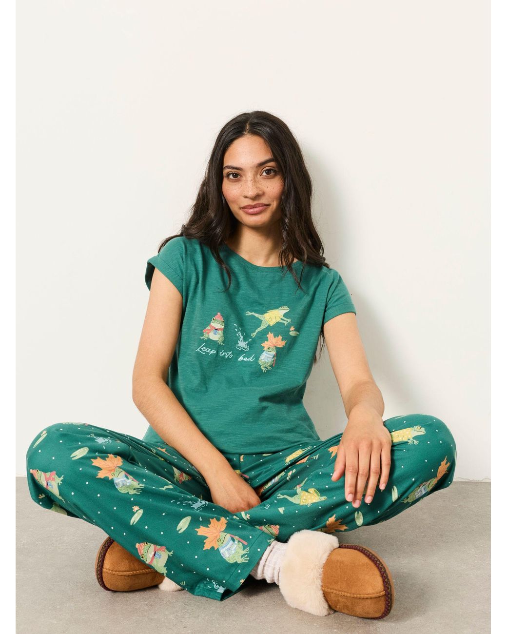 FatFace Green Ivy Pyjama Top