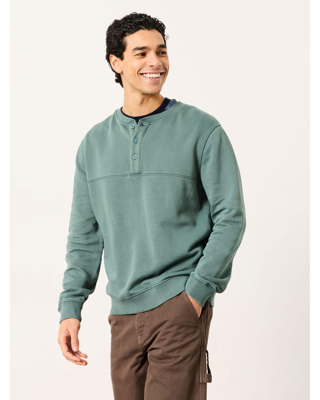 FatFace Blue Brooke Henley for men