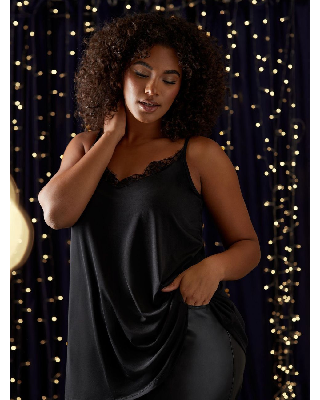 Evans Black Lace Trim Cami
