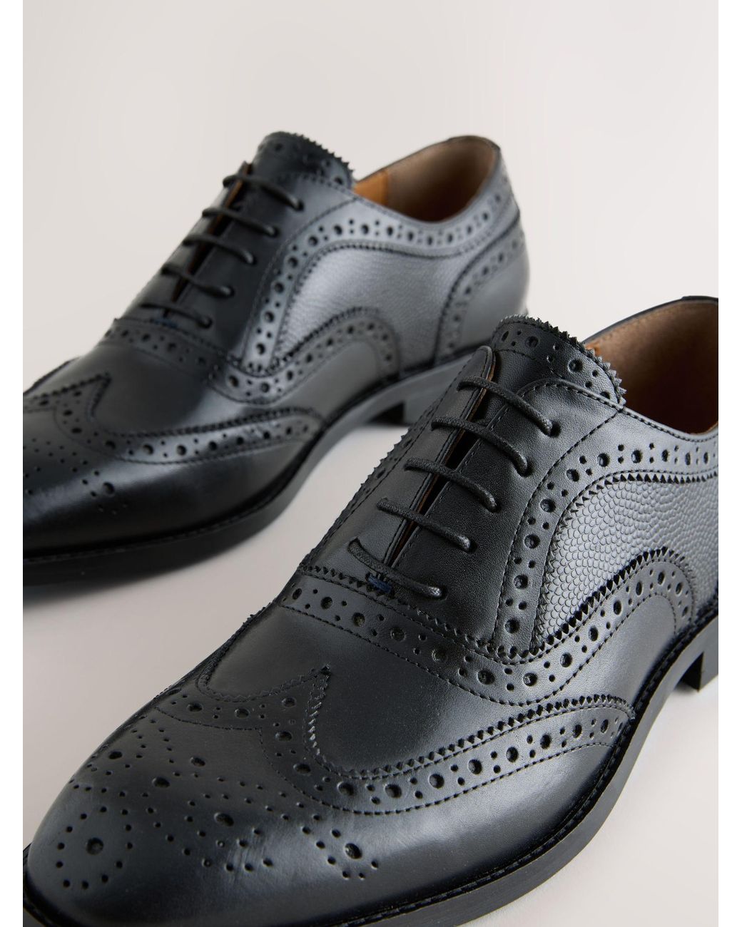 Next Black Leather Brogue Shoes for men