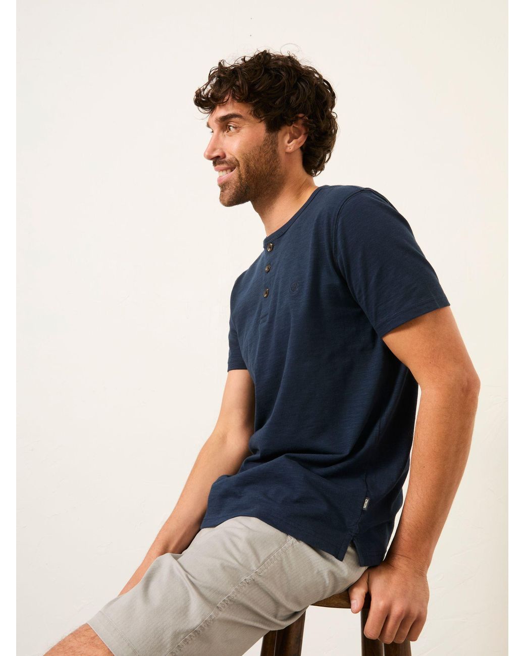 FatFace Blue Woodside Henley T-Shirt for men
